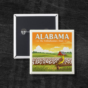 Vintage Alabama 2 Inch Square Button