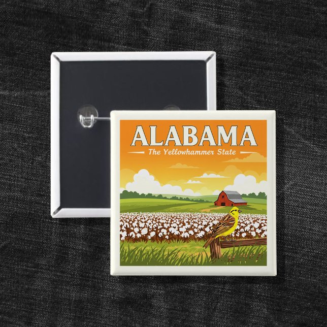 Vintage Alabama 2 Inch Square Button (Creator Uploaded)