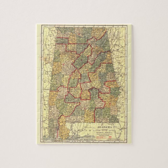 Vintage Alabama Map Congressional Districts (1911) Jigsaw Puzzle (Vertical)