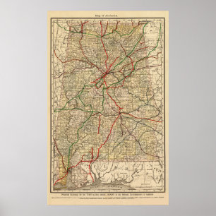Vintage Alabama Railroad Map (1888) Poster