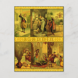 Vintage Aladdin Christmas Montage Holiday Postcard
