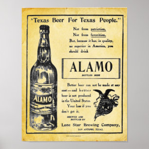 Vintage Alamo Beer Poster Print