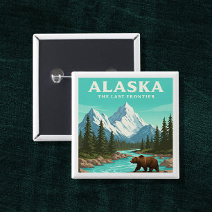 Vintage Alaska 2 Inch Square Button
