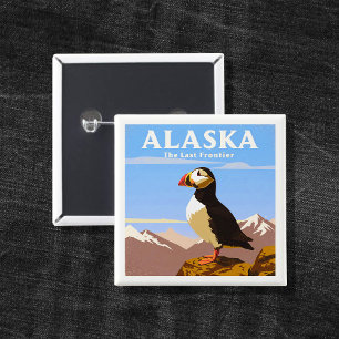 Vintage Alaska 2 Inch Square Button