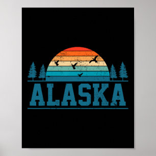 Vintage Alaska Ducks Geese Hunting Hunt Retro Gift Poster
