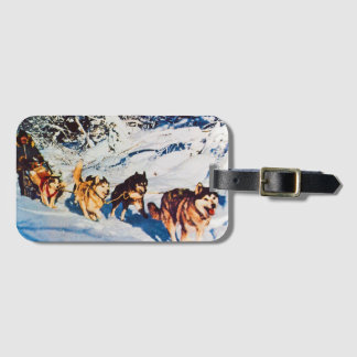 Vintage Alaska eskimo Malamute sled racing Luggage Tag