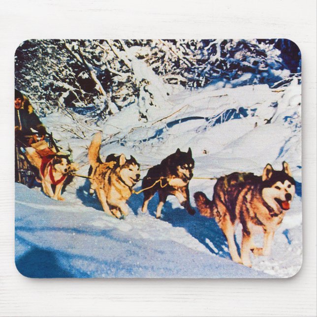 Vintage Alaska eskimo Malamute sled racing Mouse Pad (Front)