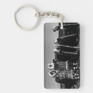 Vintage Alaska Fur clad eskimo arctic sod igloo Keychain