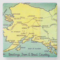 Vintage Alaska Map - Bering Strait, Nome, Barrow