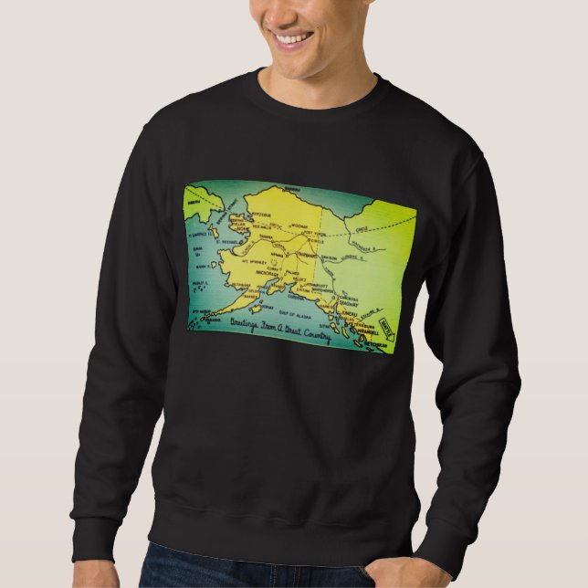 Vintage Alaska Map - Bering Strait, Nome, Barrow Sweatshirt (Front)