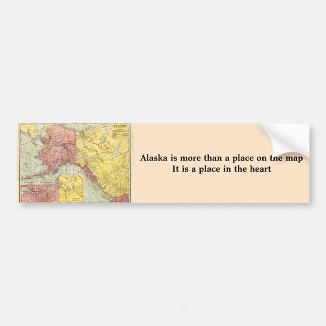 Vintage Alaska Map Bumper Sticker (Front)