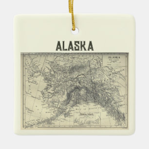 Vintage Alaska Map Ceramic Ornament