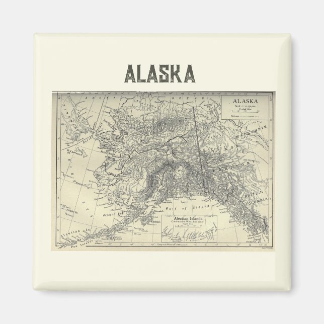 Vintage Alaska Map Magnet (Front)