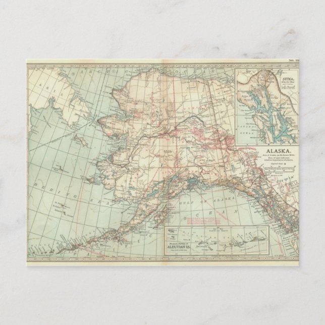 Vintage Alaska Map Postcard (Front)