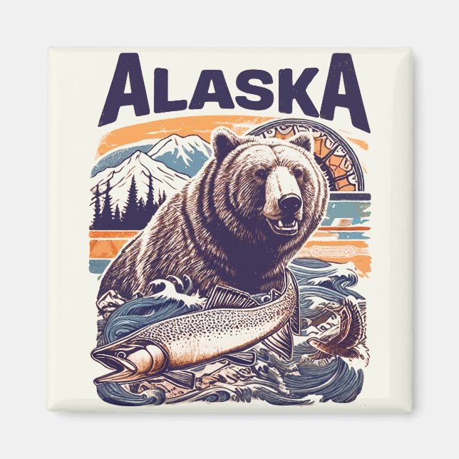 Vintage Alaska Nature Magnet (Front)