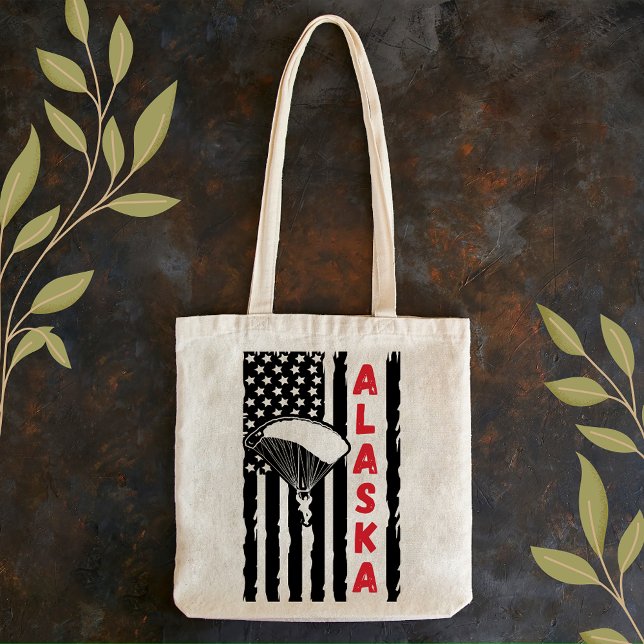 Vintage Alaska Paragliding Skydiving Parachuting Tote Bag (Creator Uploaded)