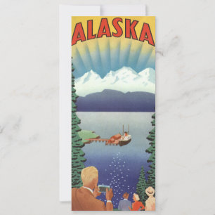 Vintage Alaska Travel Poster Art, Scenic Landscape