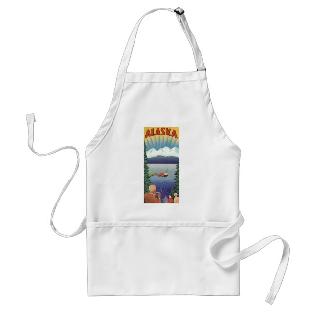 Vintage Alaska Travel Poster Art, Scenic Landscape Standard Apron (Front)
