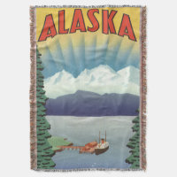 Vintage Alaska Travel Poster Art, Scenic Landscape