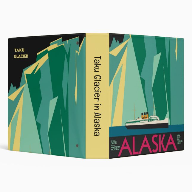 Vintage Alaska Travel Poster Art, Taku Glacier Binder (Background)