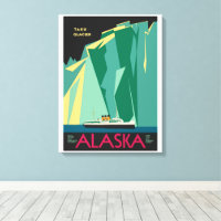 Vintage Alaska Travel Poster Art, Taku Glacier