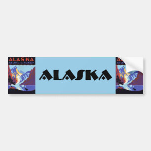 Vintage Alaska Travel Poster, Atlin and the Yukon Bumper Sticker