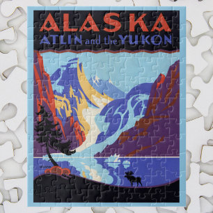 Vintage Alaska Travel Poster, Atlin and the Yukon Jigsaw Puzzle