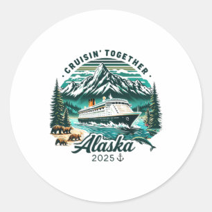 Vintage Alaskan Cruise Adventure 2025 Retro Family Classic Round Sticker