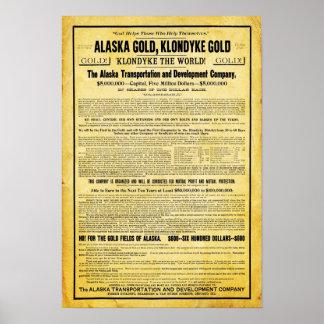 Vintage Alaskan Klondike Gold Rush Travel Poster