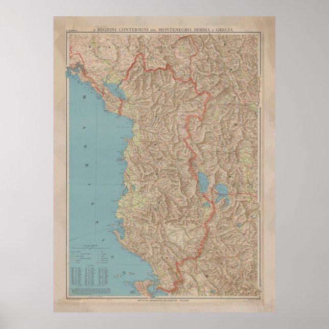 Vintage Albania Map (1916) Poster (Front)