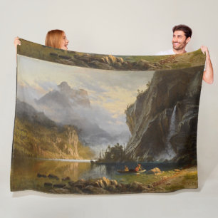 Vintage Albert Bierstadt Indians Spear Fishing Fleece Blanket