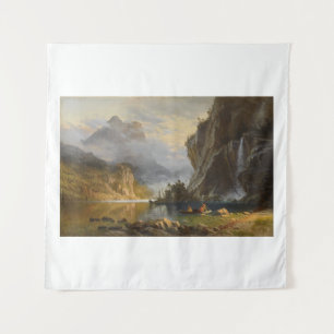 Vintage Albert Bierstadt Indians Spear Fishing Tapestry