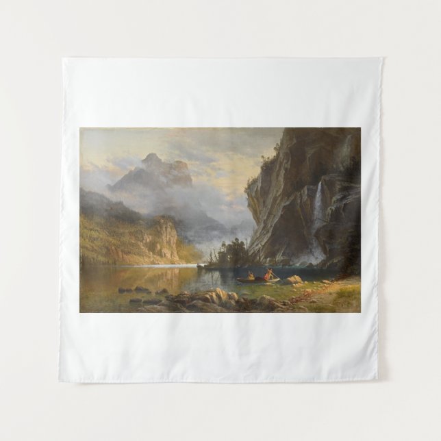 Vintage Albert Bierstadt Indians Spear Fishing Tapestry (Front)