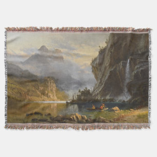 Vintage Albert Bierstadt Indians Spear Fishing Throw Blanket