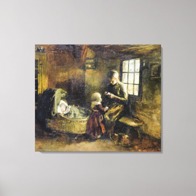 Vintage Albert Neuhuys At the Cradle   Canvas Print (Front)