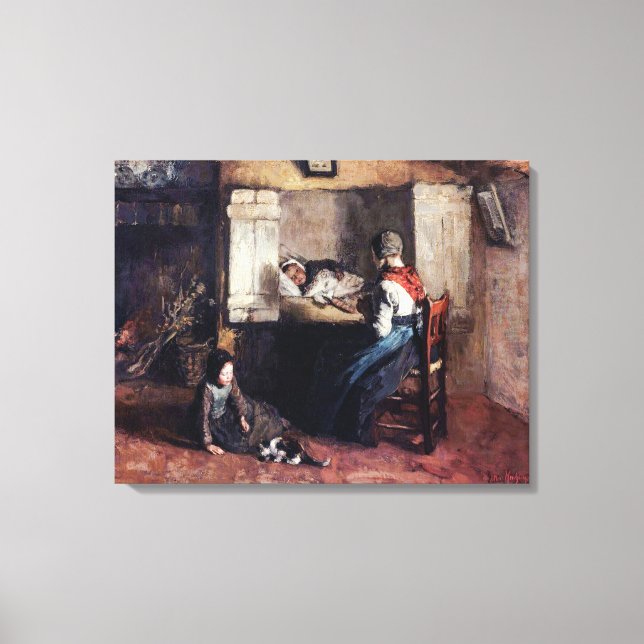 Vintage Albert Neuhuys The sick child Canvas Print (Front)