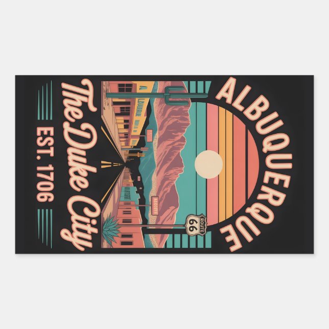 Vintage Albuquerque New Mexico Retro Cityscape Art Sticker (Front)
