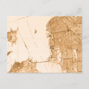 Vintage Alcatraz San Francisco Map Postcard