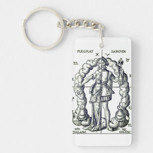 Vintage Alchemic Illustration of Zodiac Signs Keychain