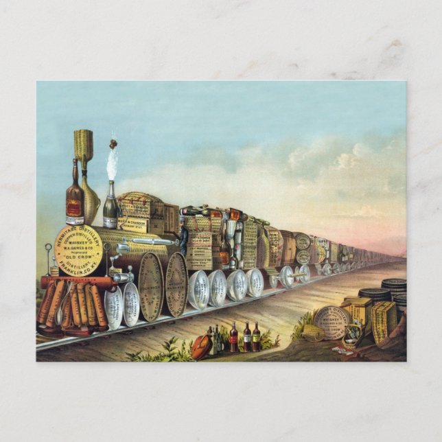 Vintage Alcohol Train Postcard (Front)