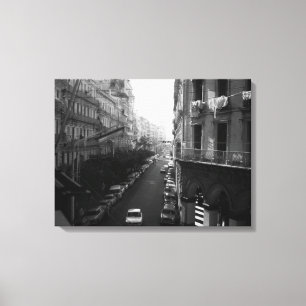 Vintage Algeria Algiers cars building Canvas Print