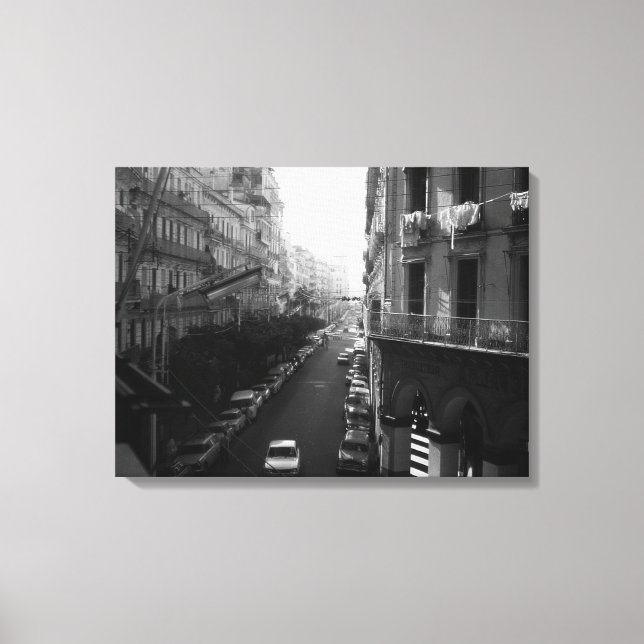 Vintage Algeria Algiers cars building Canvas Print (Front)