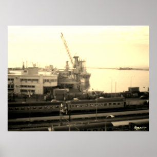 Vintage Algeria Algiers port overview Poster