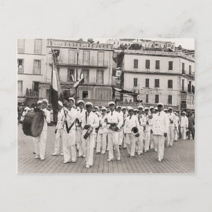 Vintage Algeria Philippeville town band, 1930s Postcard