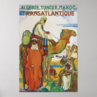 Vintage Algeria Tunisia Morocco Travel Poster