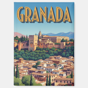 Vintage Alhambra Granada Spain Travel Magnet