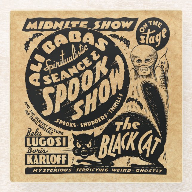 Vintage Ali Baba Seance & Spook Show Glass Coaster (Front)