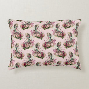 Vintage Alice and Pink Flowers Accent Pillow