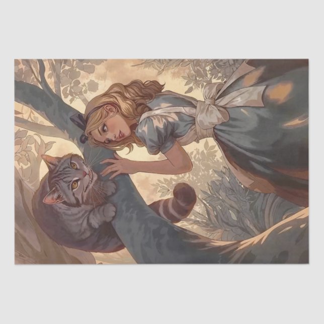 Vintage Alice and the Cheshire Cat Tissue Paper (Front)