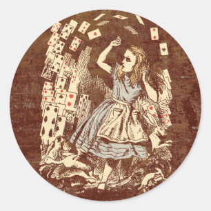 Vintage Alice Flying Cards Classic Round Sticker